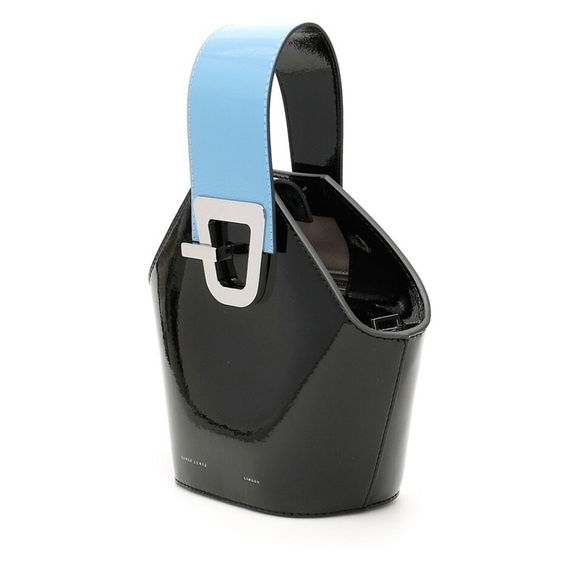 Danse Lente Black and Blue Patent Mini Johnny Bucket Bag - Picture 2 of 13